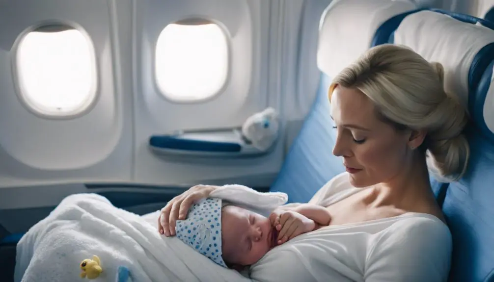 comforting infant on flight